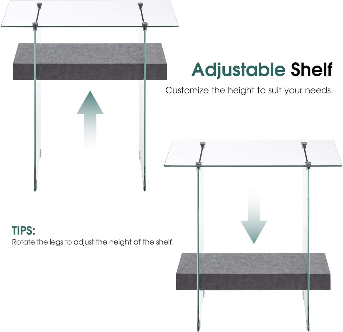 ivinta Narrow Glass Console Table with Storage, 31.5'' Modern Entryway Table with Storage Shelves