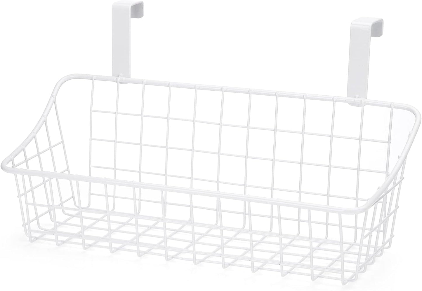 LeleCAT White Basket with hook Grid Storage Basket,Hang it behind a door or on a railing,Over the