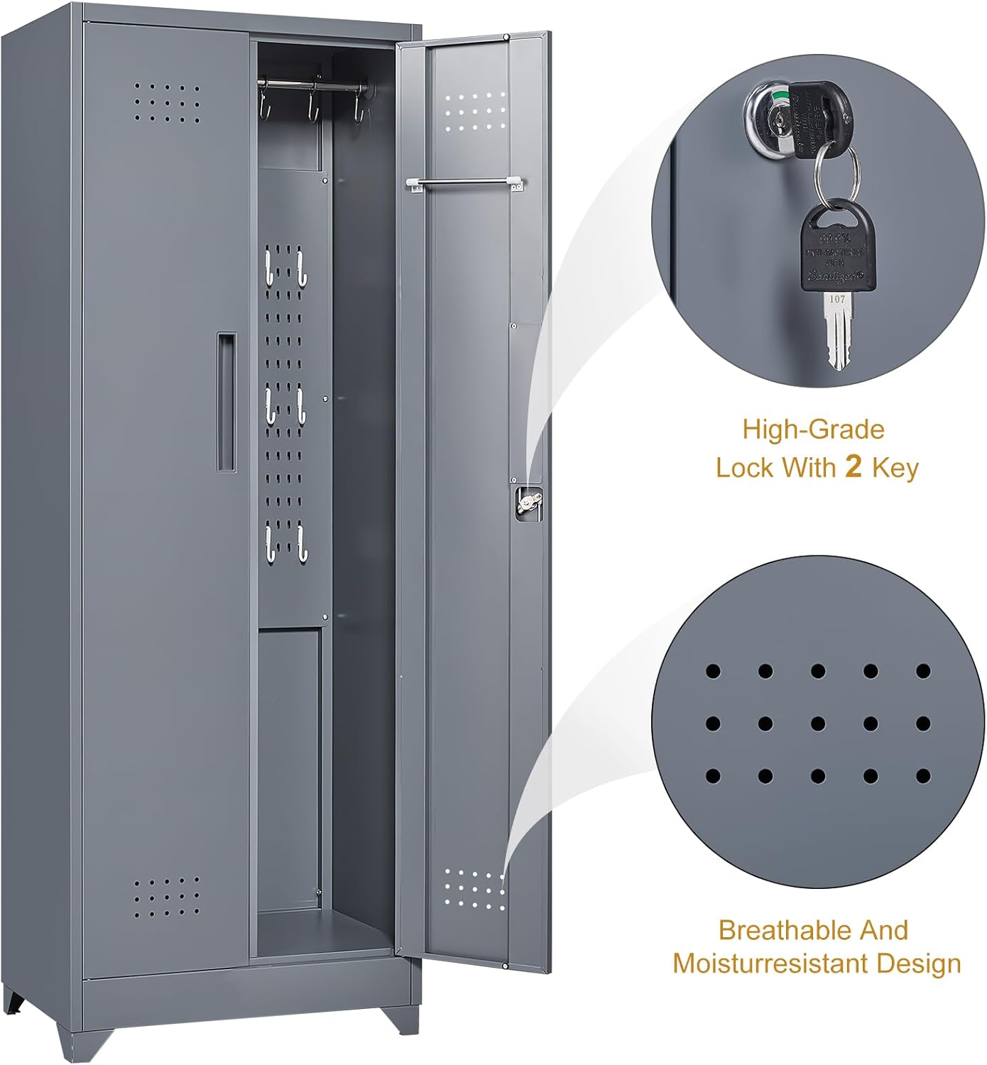 Storage Cabinet,Metal Locking Cabinets with Doors and Shelves,Functional Garage Storage Cabinet for