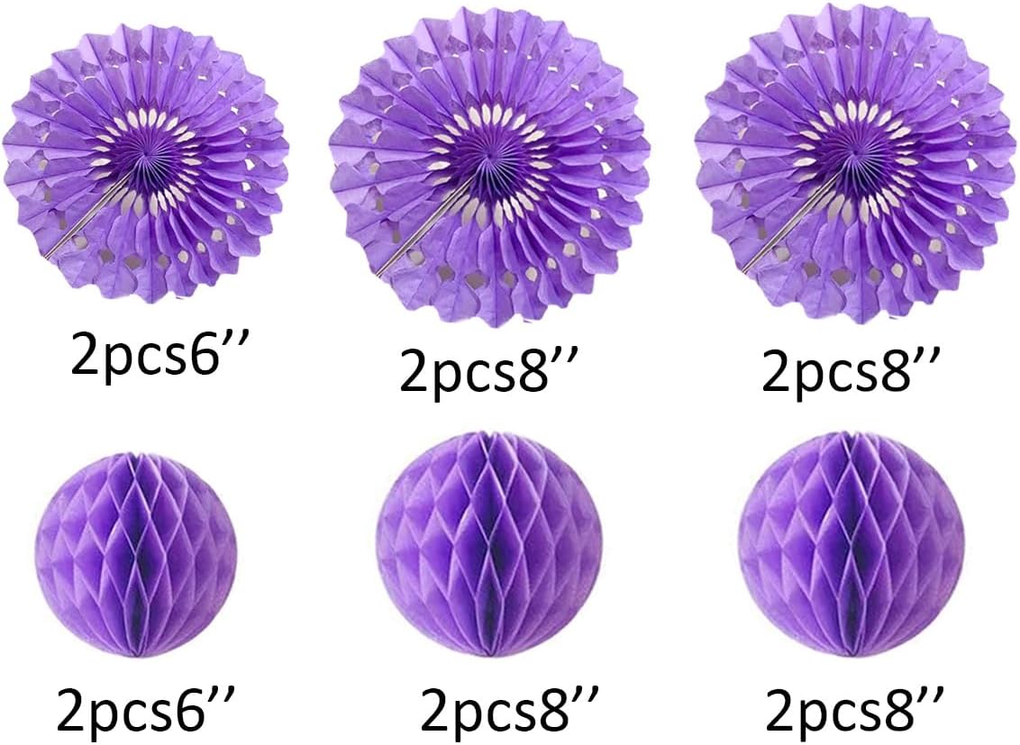 12pcs 6’’ 8’’ Honeycomb Balls Tissue Paper Fans Party Honeycomb Ball Fans Wall Tissue Pom Poms