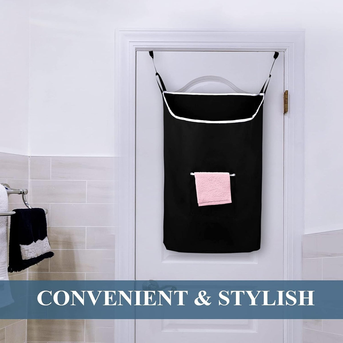 The Fine Living Co. X-Large Hanging Laundry Hamper with Over Door Hooks & Adhesive,Durable Space