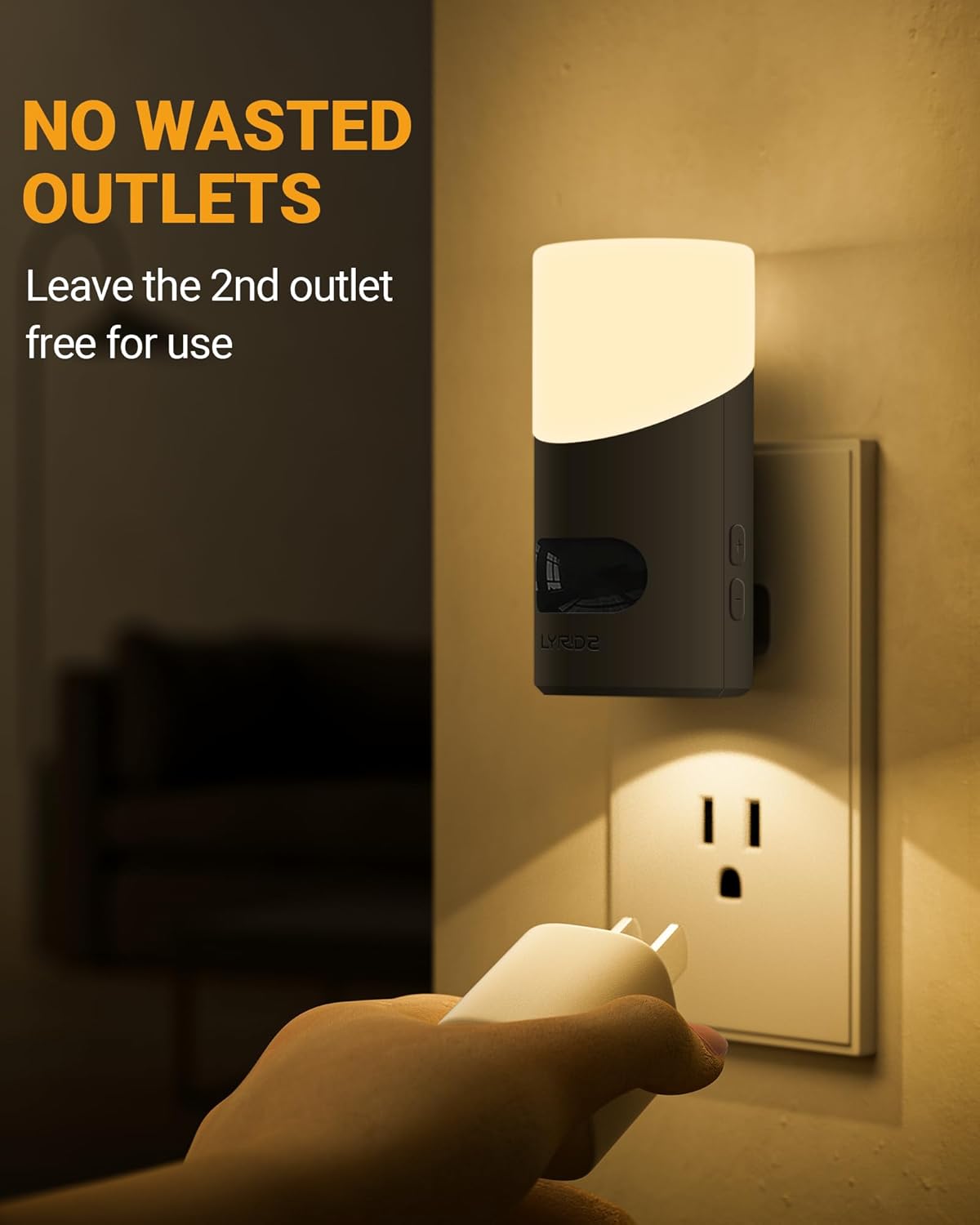 Lyridz LED Night Lights Plug into Wall with Motion Sensor, 1-150LM Dimmable Plug-in Nightlight