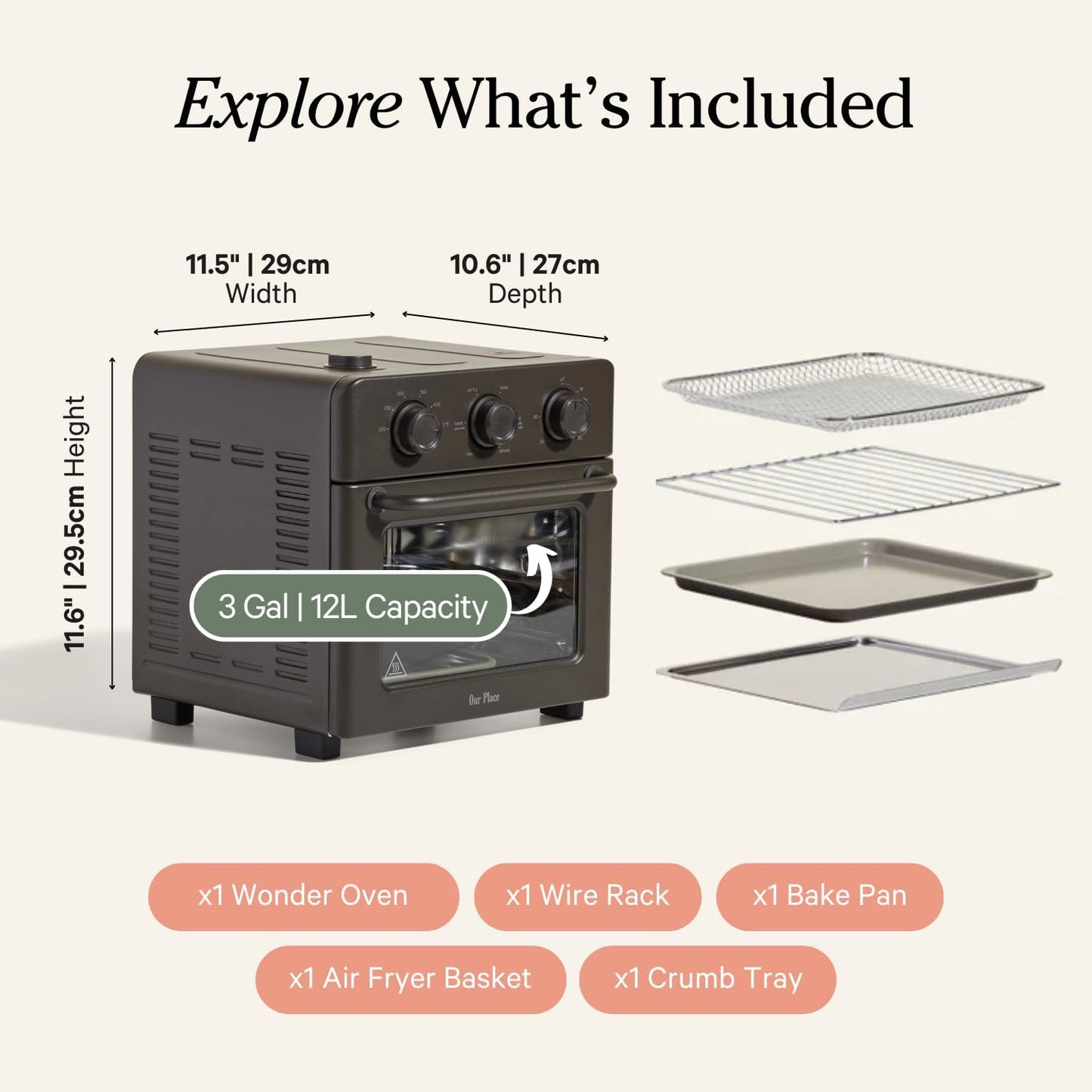 Our Place Wonder Oven | 6-in-1 Air Fryer & Toaster Oven with Steam Infusion | Compact, Countertop