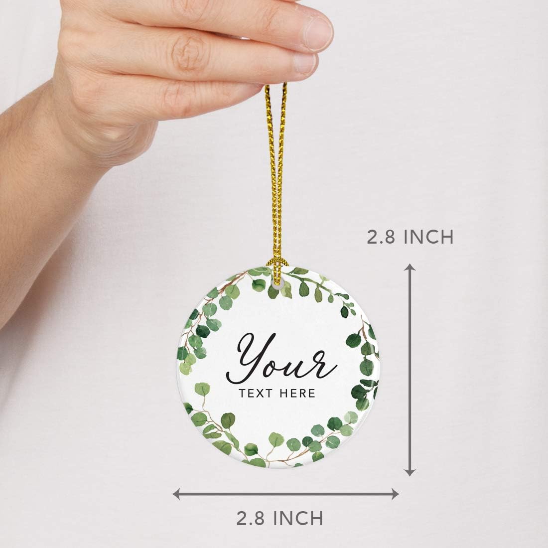 Andaz Press Personalized Round Ceramic Porcelain Christmas Tree Ornament Gift, Your Text Here