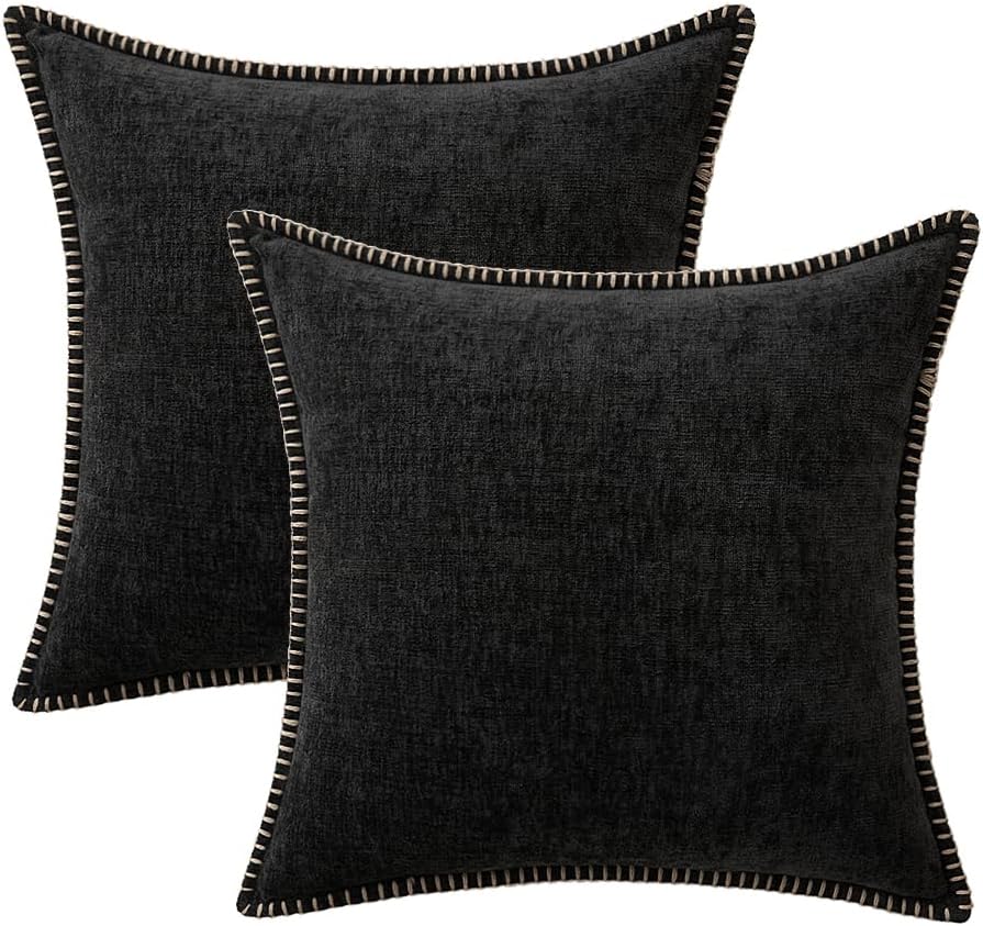 MIULEE Pack of 2 Couch Throw Pillow Covers 20x20 Inch Black Farmhouse Decorative Pillow Covers with