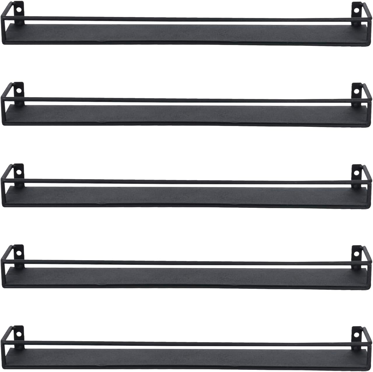 MyGift 16 Inch Wall Mounted Black Metal Nail Polish and Essential Oil Display Shelves, Kitchen