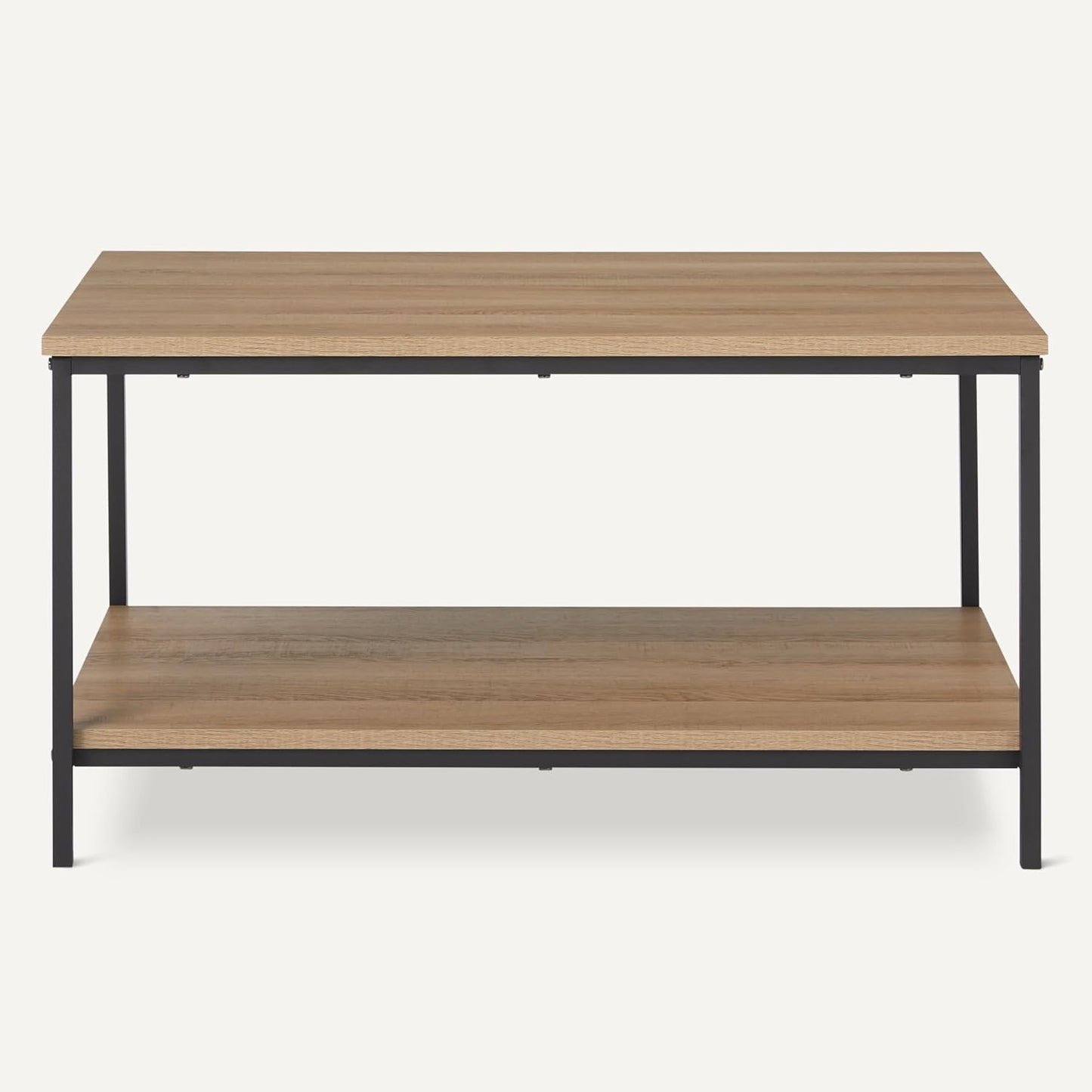 Amazon Basics Rectangular Coffee Table with Bottom Shelf, Living Room Center Table, Wooden, 19.9" D