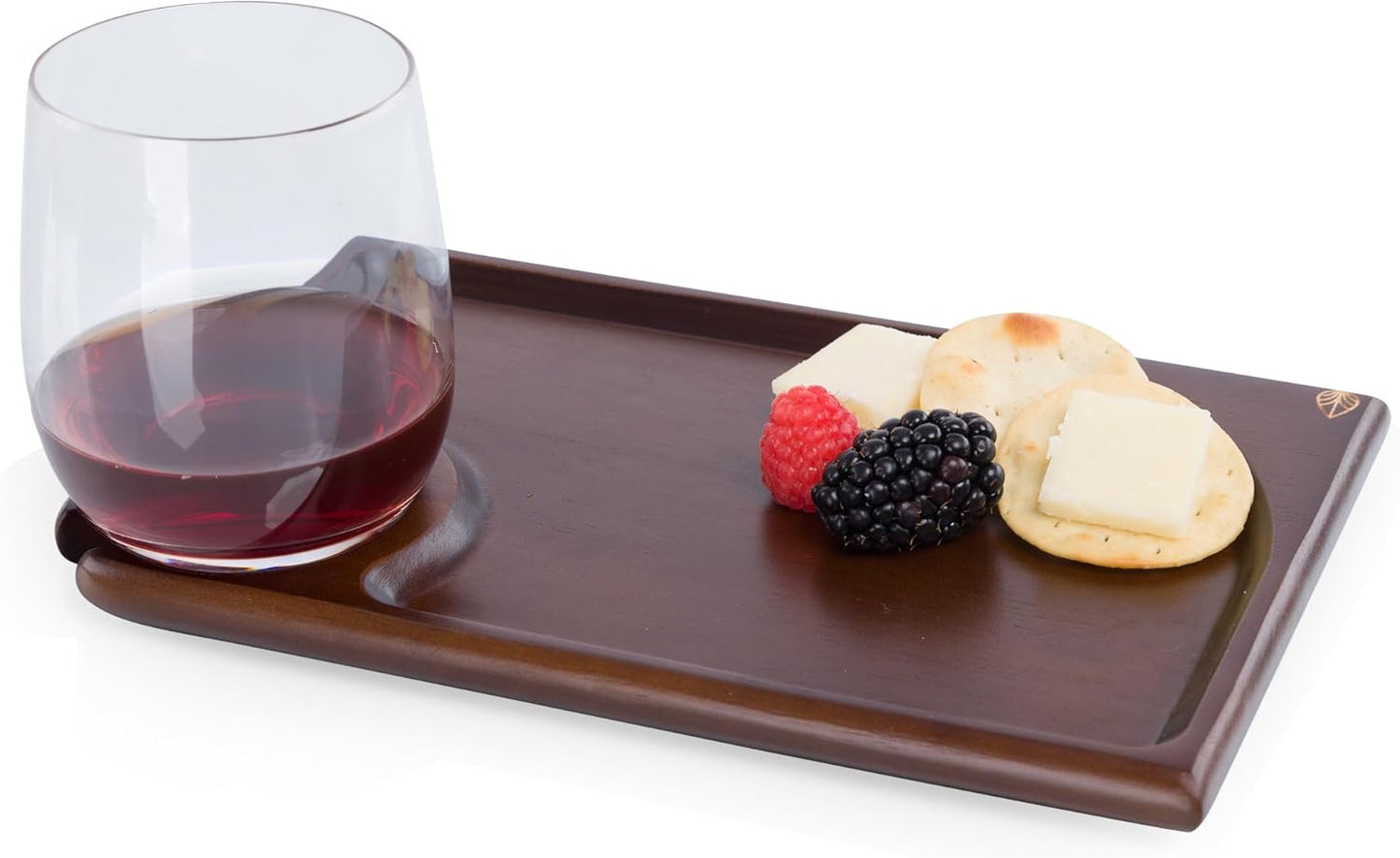 PICNIC TIME Rectangle Wine Appetizer Plates Set of 4, Cocktail Plate with Glass Holder, Cheese