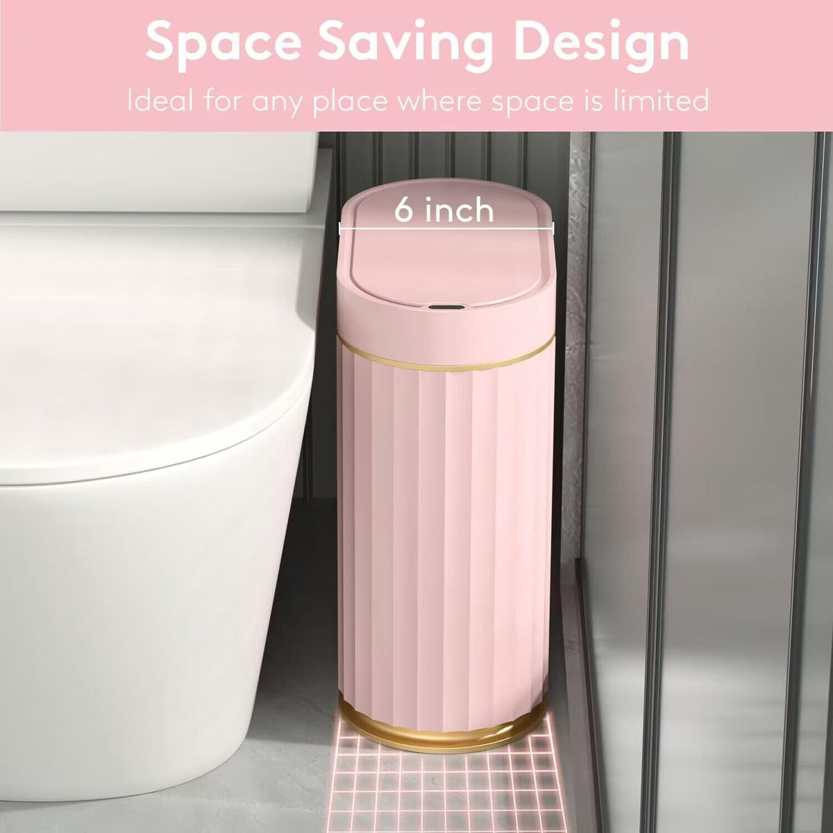 ELPHECO Sensor Trash Can 2 Gallon Waterproof Motion Sensor Trash Can, Automatic Bathroom Trash Bin