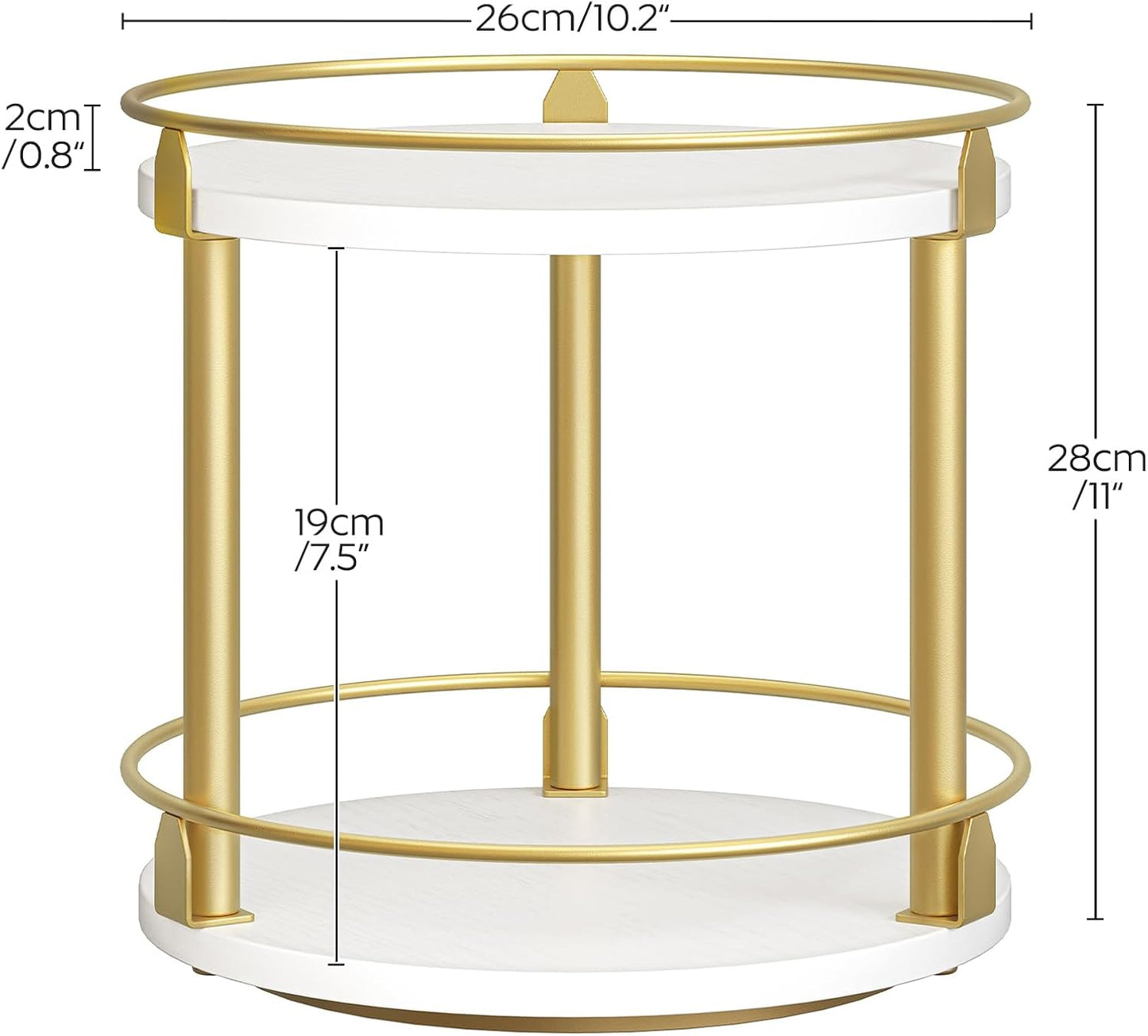 Lazy Susan Organizer, Rotating Spice Rack, 2 Tier Spice Turntable Organizer, Industrial Turntable