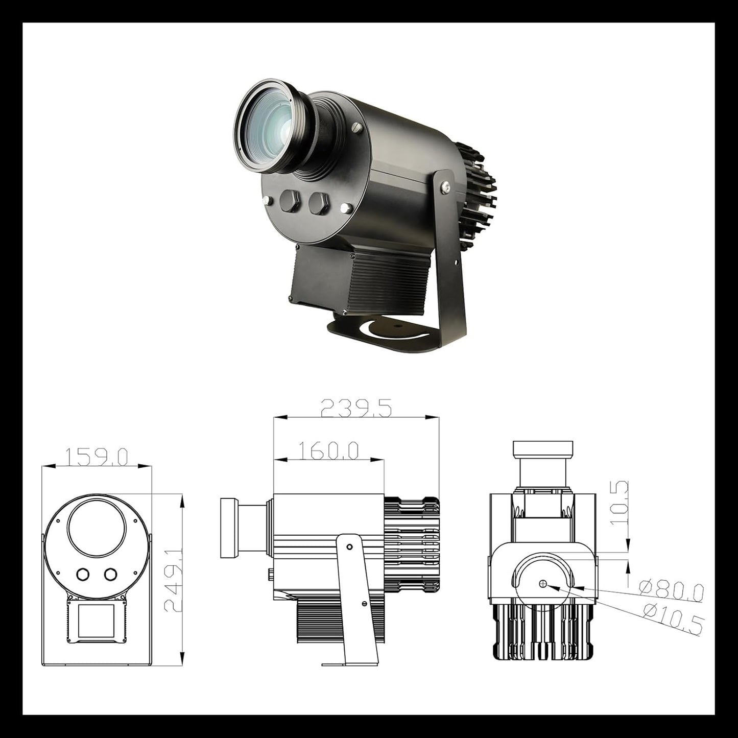 50W LED Logo GOBO Projector DJ Effect Light Including Free Custom Glass GOBO to Project Image for