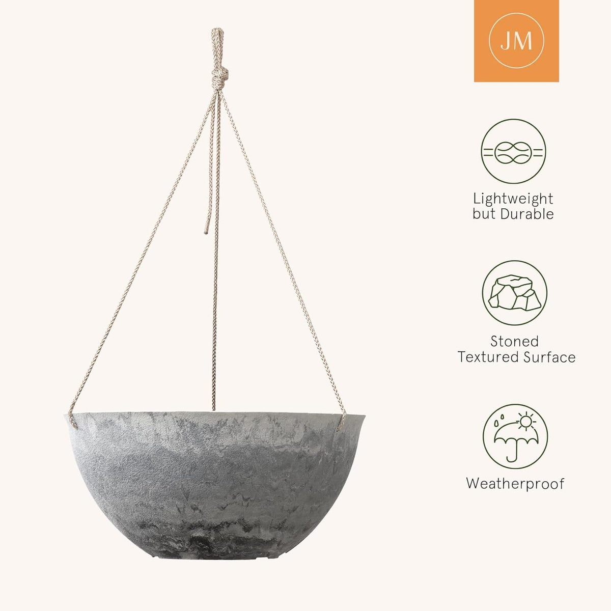 LA JOLIE MUSE Large Hanging Planters for Indoor Outdoor Plants, Hanging Flower Pots Marble Pattern