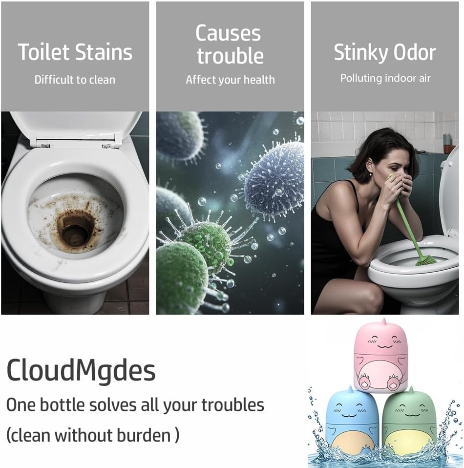 Cute Dinosaur-Shaped Toilet Bowl Cleaner Bottle, Bathroom Toilet Tank Cleaner with Ocean, Jasmine