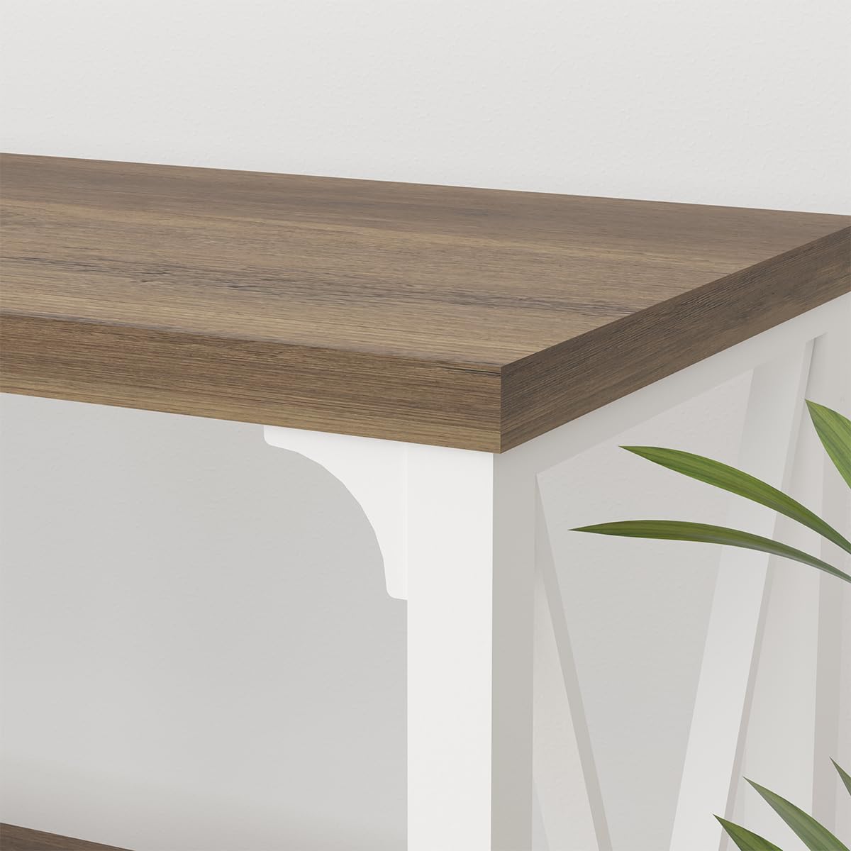 LVB Farmhouse Entryway Table, Industrial Wood Sofa Table with Storage Shelf, Modern Console Tables