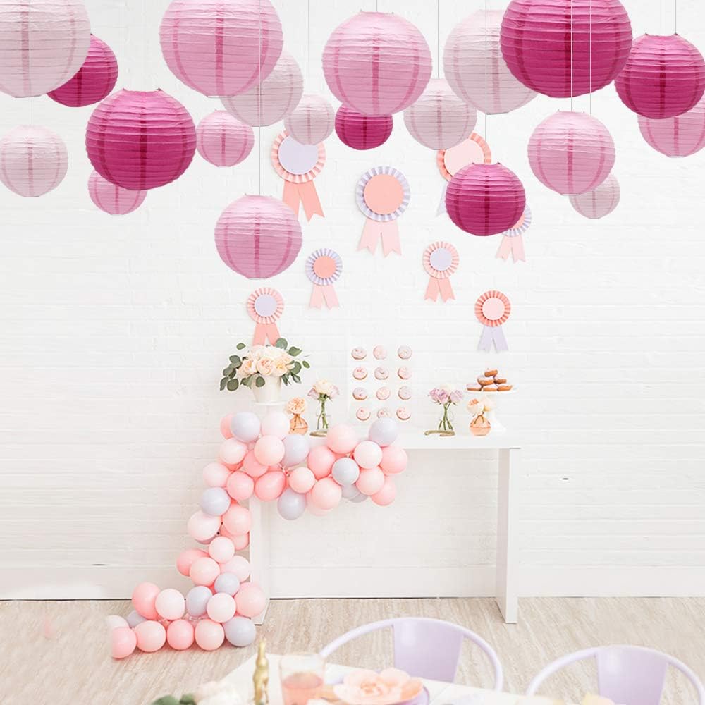 Round Chinese Paper Lanterns Decorative 15pcs Wedding Birthday Party Valentine's Day Baby Showers