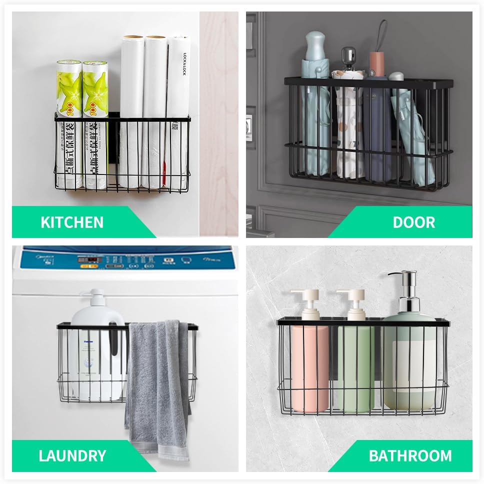 Magnetic Storage Basket Organizer for Fridge & Kitchen, 11lb Capacity Essentials Holder, No Tools