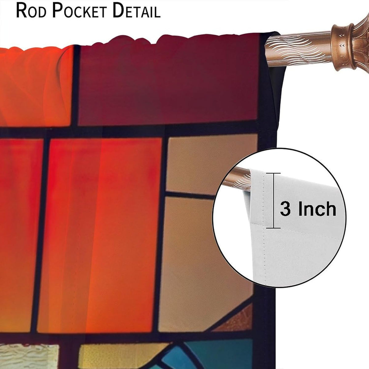 Stained Glass Curtains,Retro Abstract Colorful Geometry Textures Art Home Decor Drapes for Bedroom