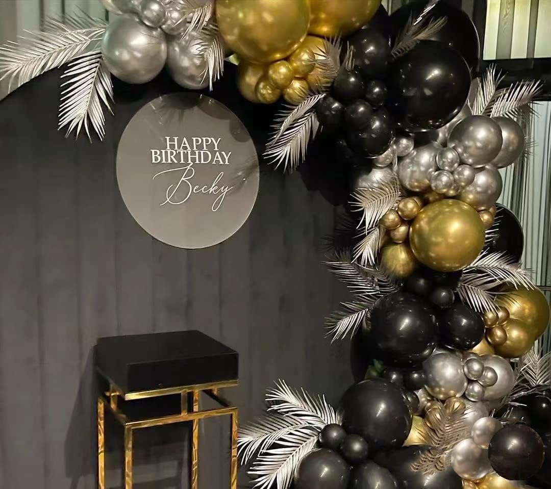 116pcs Black Gold Silver Chrome Balloon Garland Arch Kit for Gatsby Roaring 20s Birthday, New Year