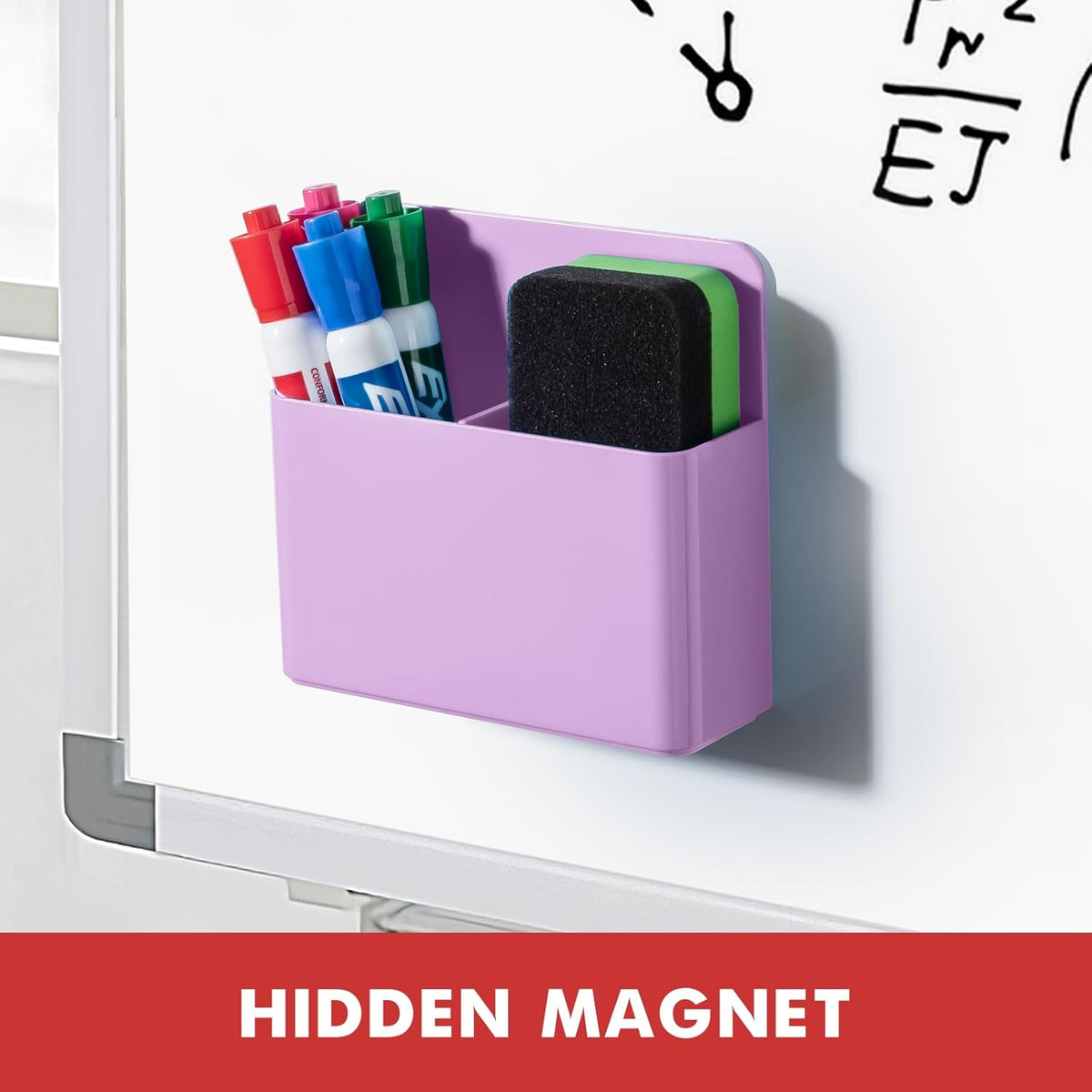 BEYGORM 2 Pack Plastics Magnetic Pen Holder for Refrigerator, Dry Erase Marker Holder for