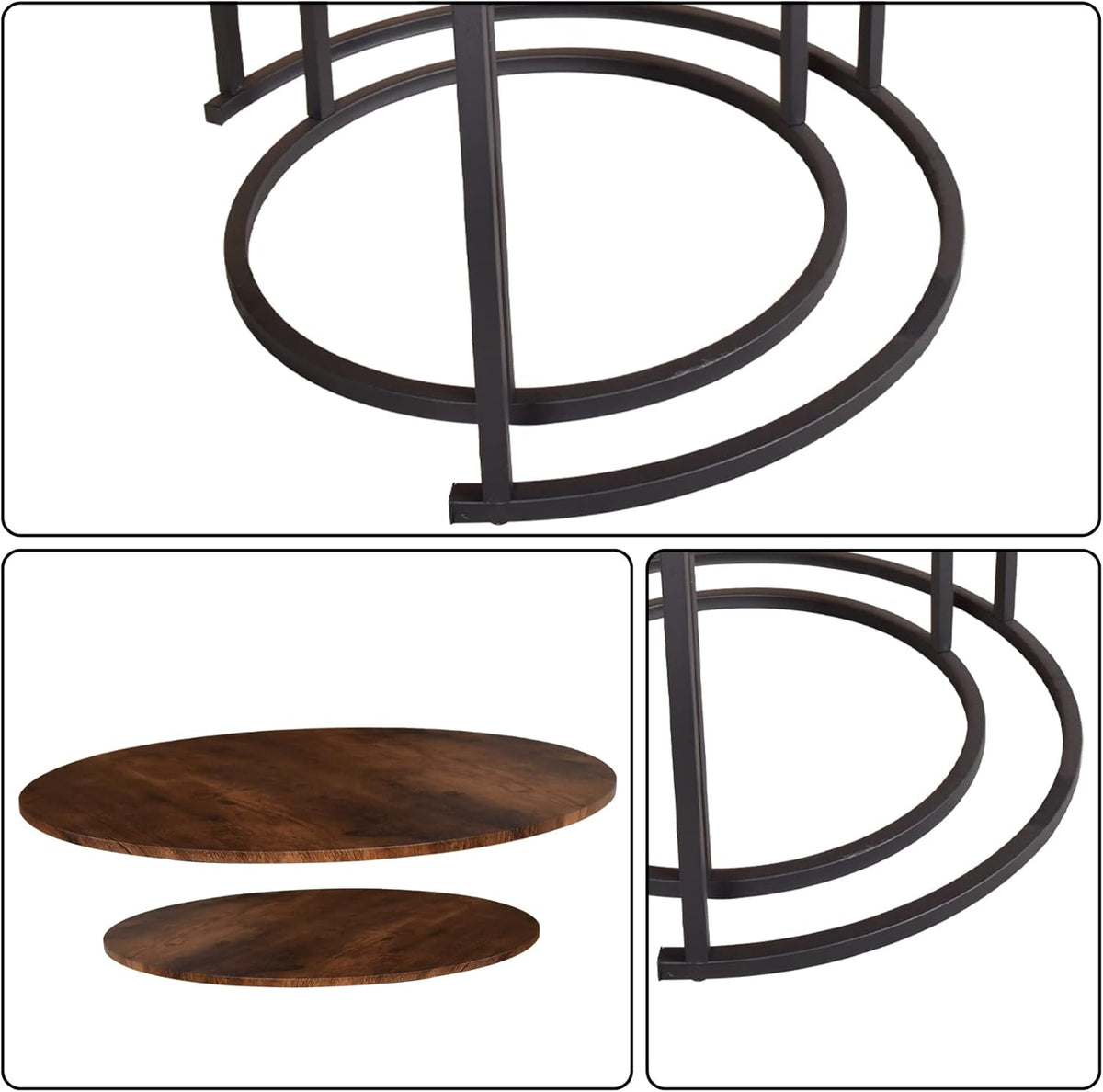 HOMERECOMMEND Round Coffee Table Set of 2 Modern Nesting Side End Table for Living Room,Round