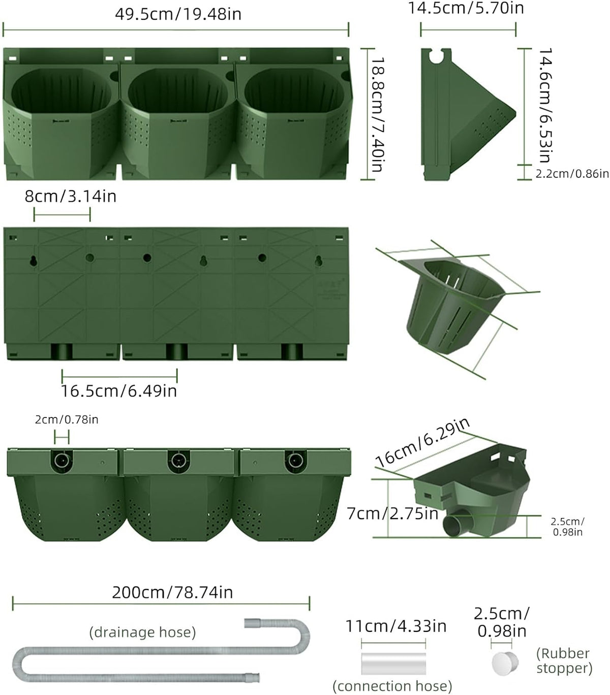 Self Watering Wall Mounted Vertical Planter, 36 Pots Wall Planter Indoor Vertical Living Green