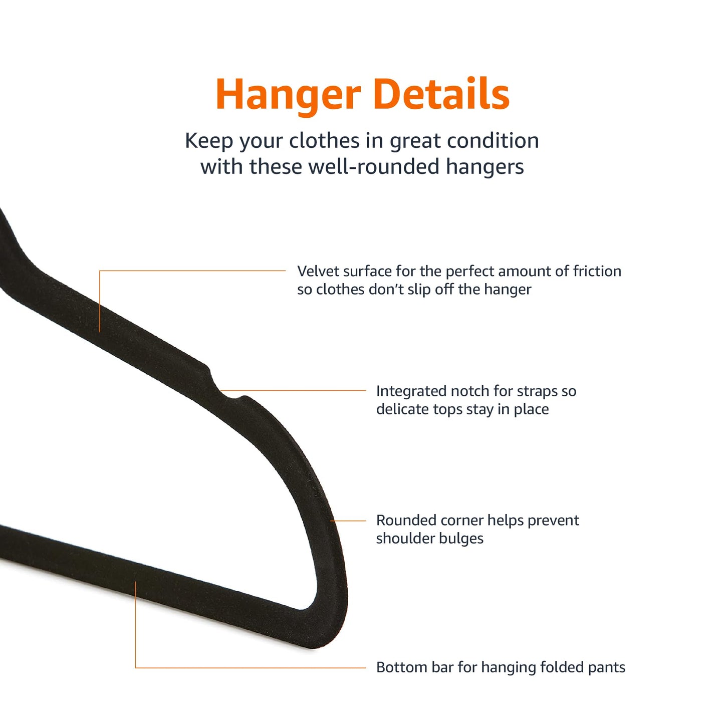 Amazon Basics Slim Velvet Non-Slip Space Saving Sturdy Suit Clothes Hangers, Closet Organizer