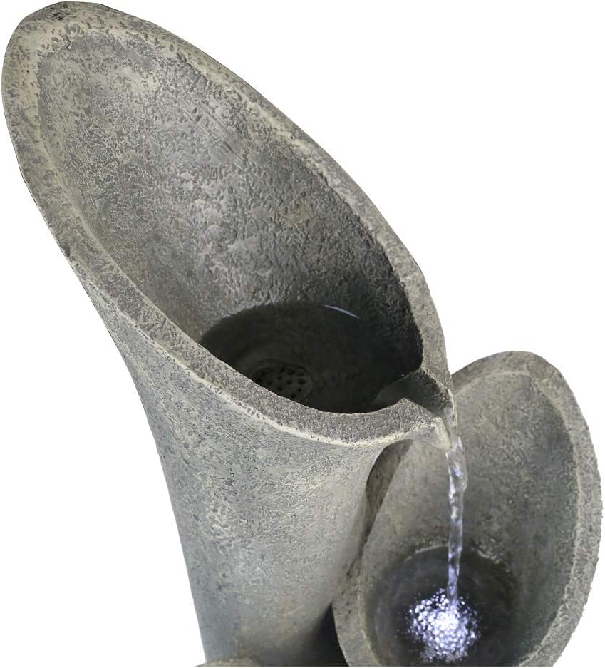 Faux Stone Patio Water Fountain 33 1/2", Bell 4-Tier Cascading Floor Fountain Indoor Outdoor
