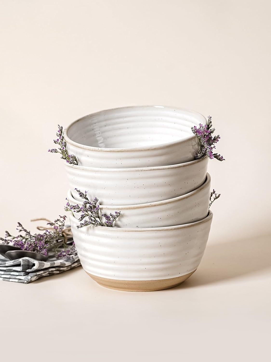 LE TAUCI Cereal Bowls Set of 4, Ceramic Soup Bowl 28 oz, Stoneware Kitchen Bowl for Pho, Chip