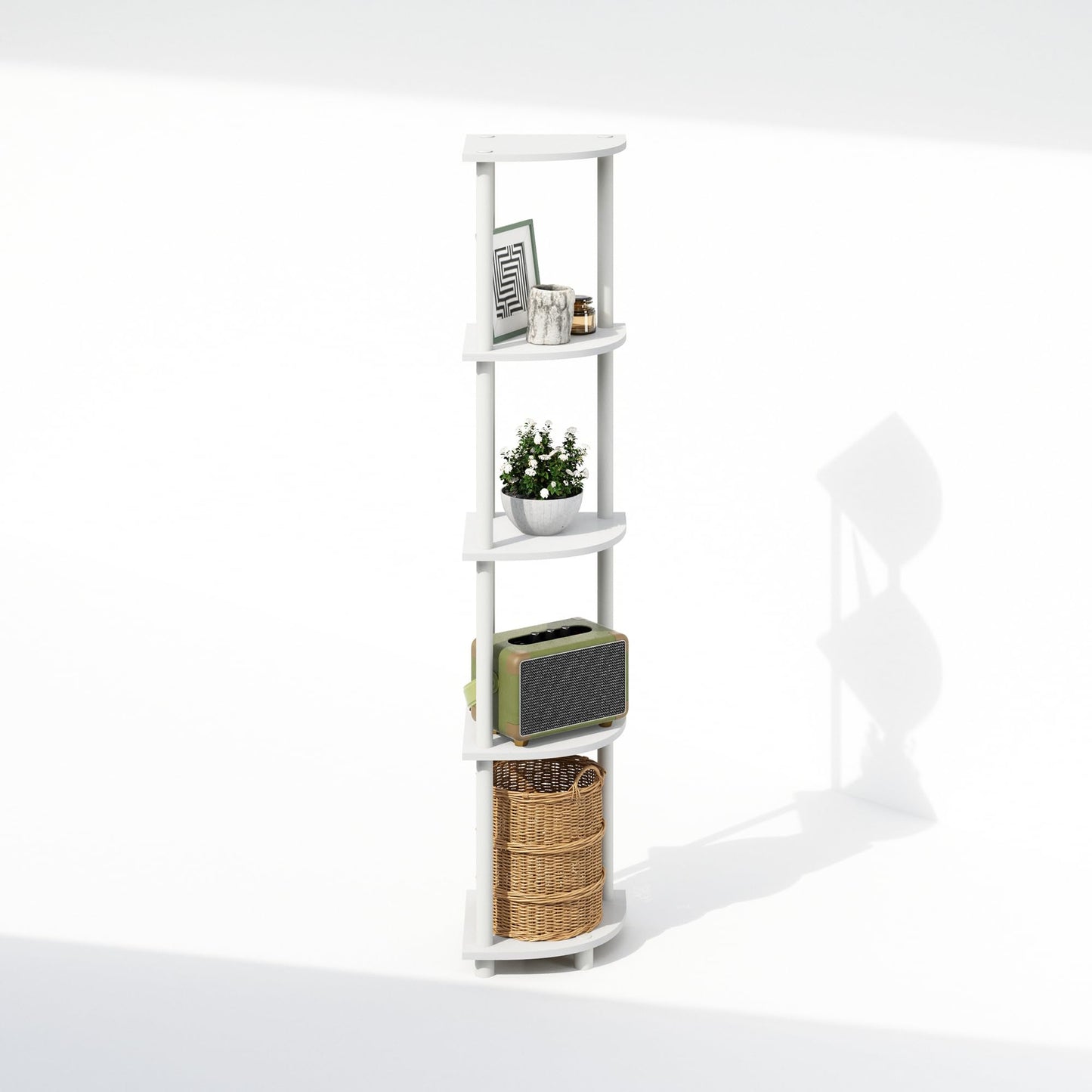 Furinno Turn-N-Tube Toolless Assembly 5-Tier Storage Shelves, White