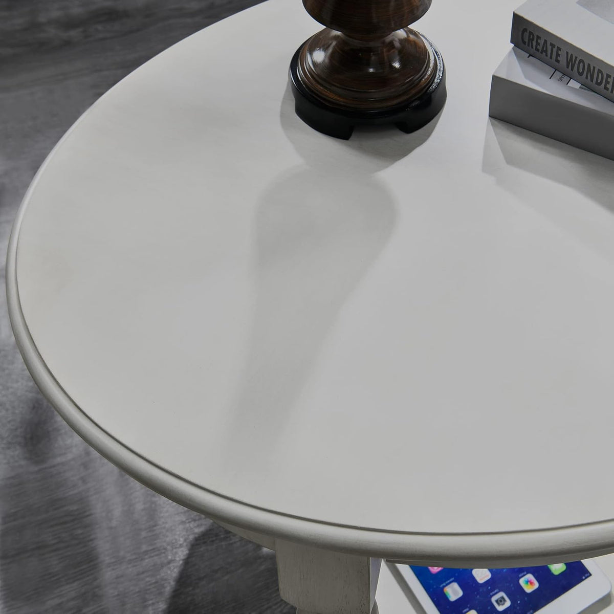 MODERION Oval End Table with Drawer, Solid Wood Sofa Side Storage Shelf, Traditional Living Room