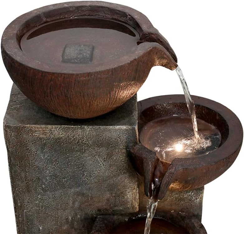 Naturefalls 39.7in.Modern Outdoor Fountain -5-Tier Resin Water Feature, Indoor Outdoor Garden