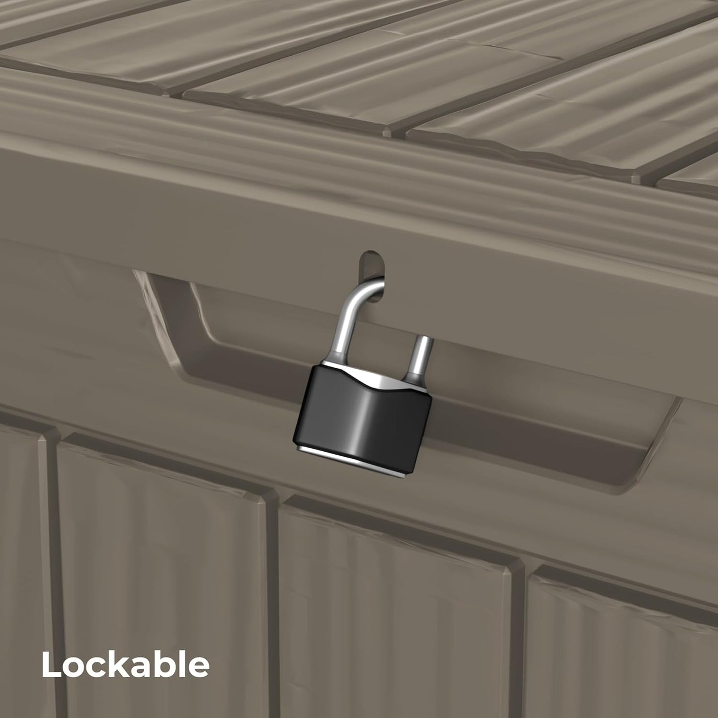 35 Gallon Outdoor Storage Box Waterproof Lockable Resin Deck Box Large, Patio Storage Bin for Pool