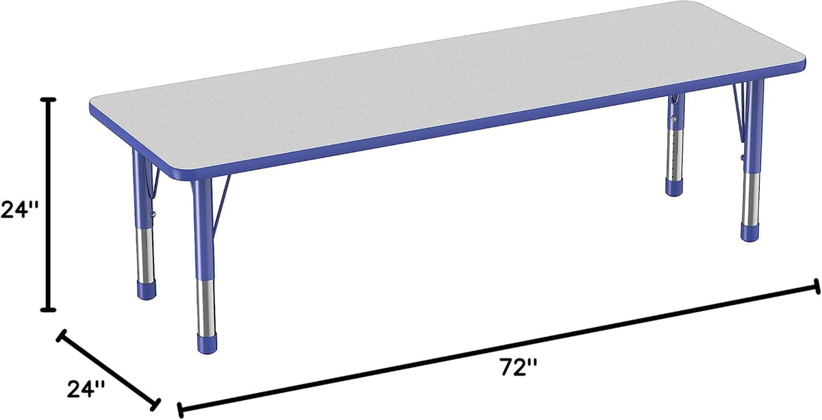 FDP Rectangle Activity School and Classroom Kids Table (24 x 72 inch), Chunky Toddler Legs