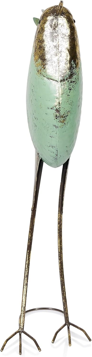 Alpine Corporation MCC704 Chin-Up Metal Bird Outdoor Décor Statue, Whimsical Animal Décor for Patio