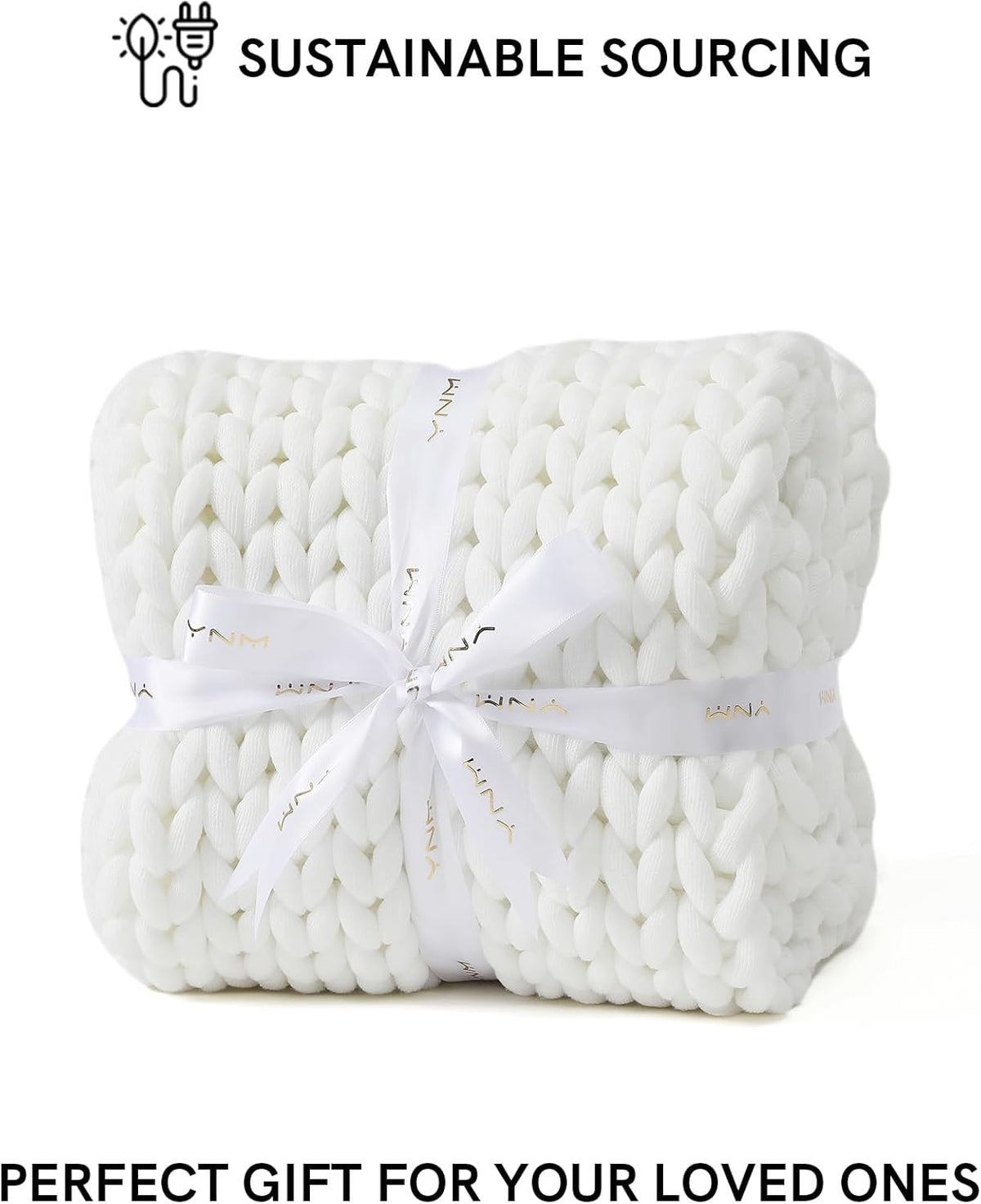YnM Chunky Throw Blanket, Medium-Weight, Hand Knitted, Skin Friendly, Ventilated and Breathable