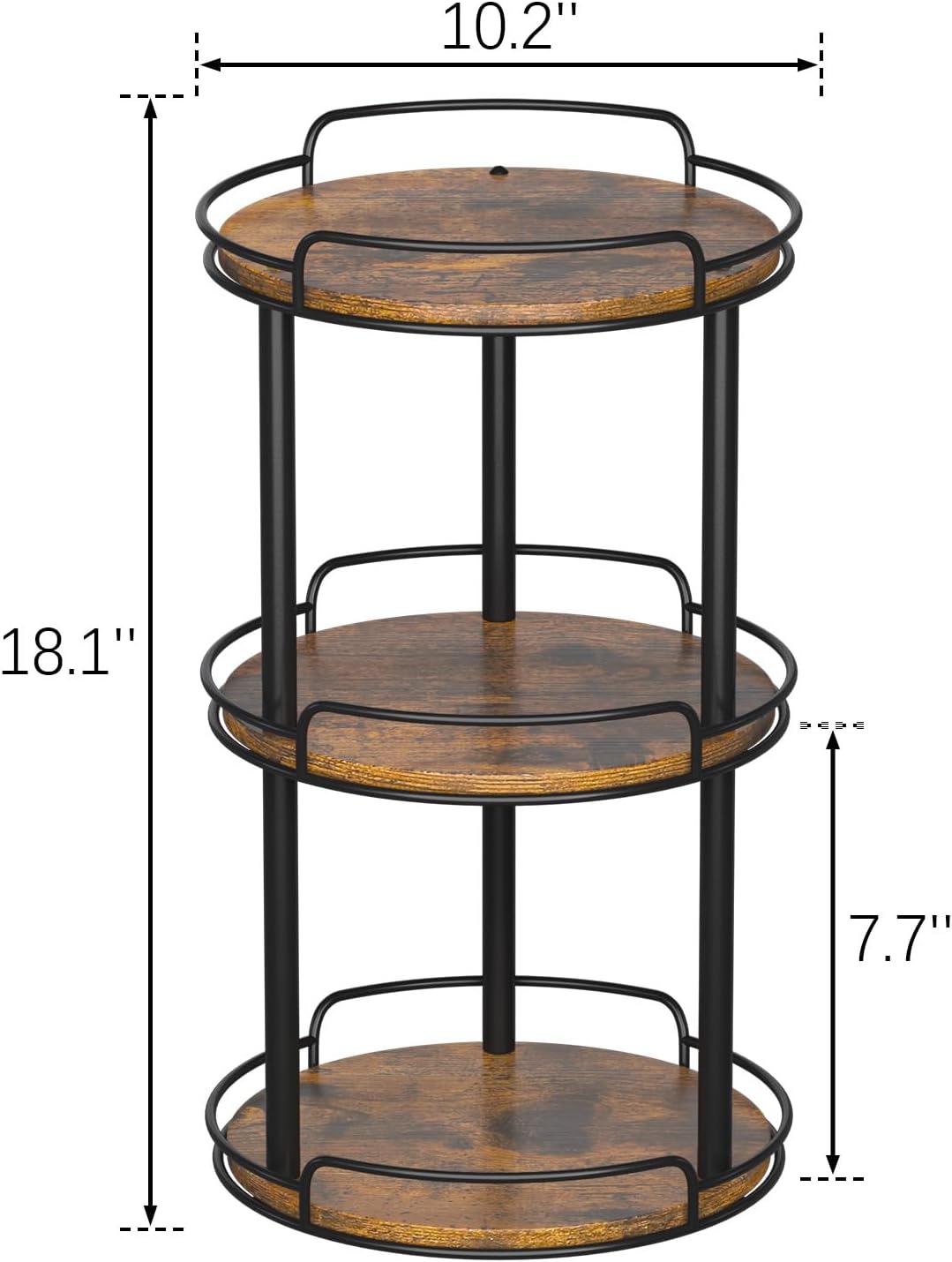 LAMU 10.2'' Wood Lazy Susan Turntable Organizer for Cabinet, 3 Tier Lazy Susan Spice Rack Organizer