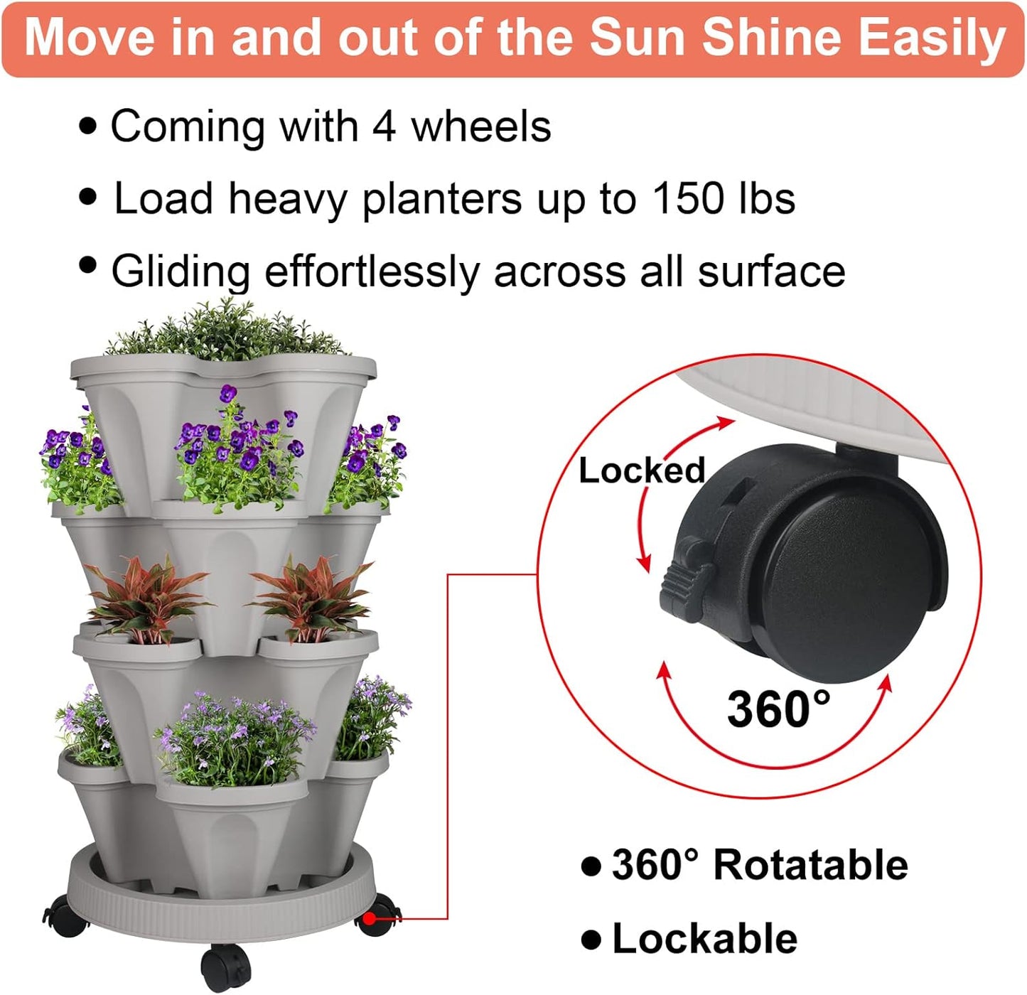Vertical Planter 4 Tier Stackable Planters Garden Planters Strawberry Herb Flower and Vegetable