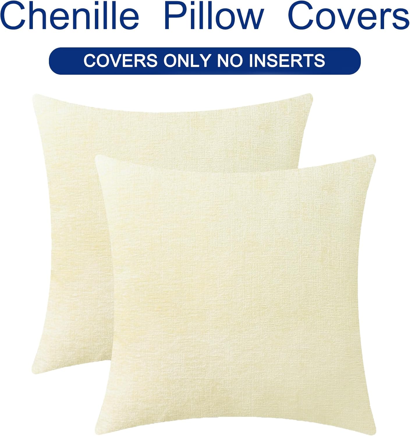 CaliTime Throw Pillow Covers Decorative 16 X 16 Inches Pack of 2 Cozy Chenille Cushion Cases for