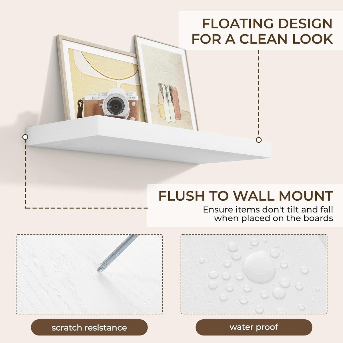 RICHFOCUS 31.5Inch Floating Shelves for Wall 2 Pack Shelves for Bedroom|Kitchen|Bathroom Wall