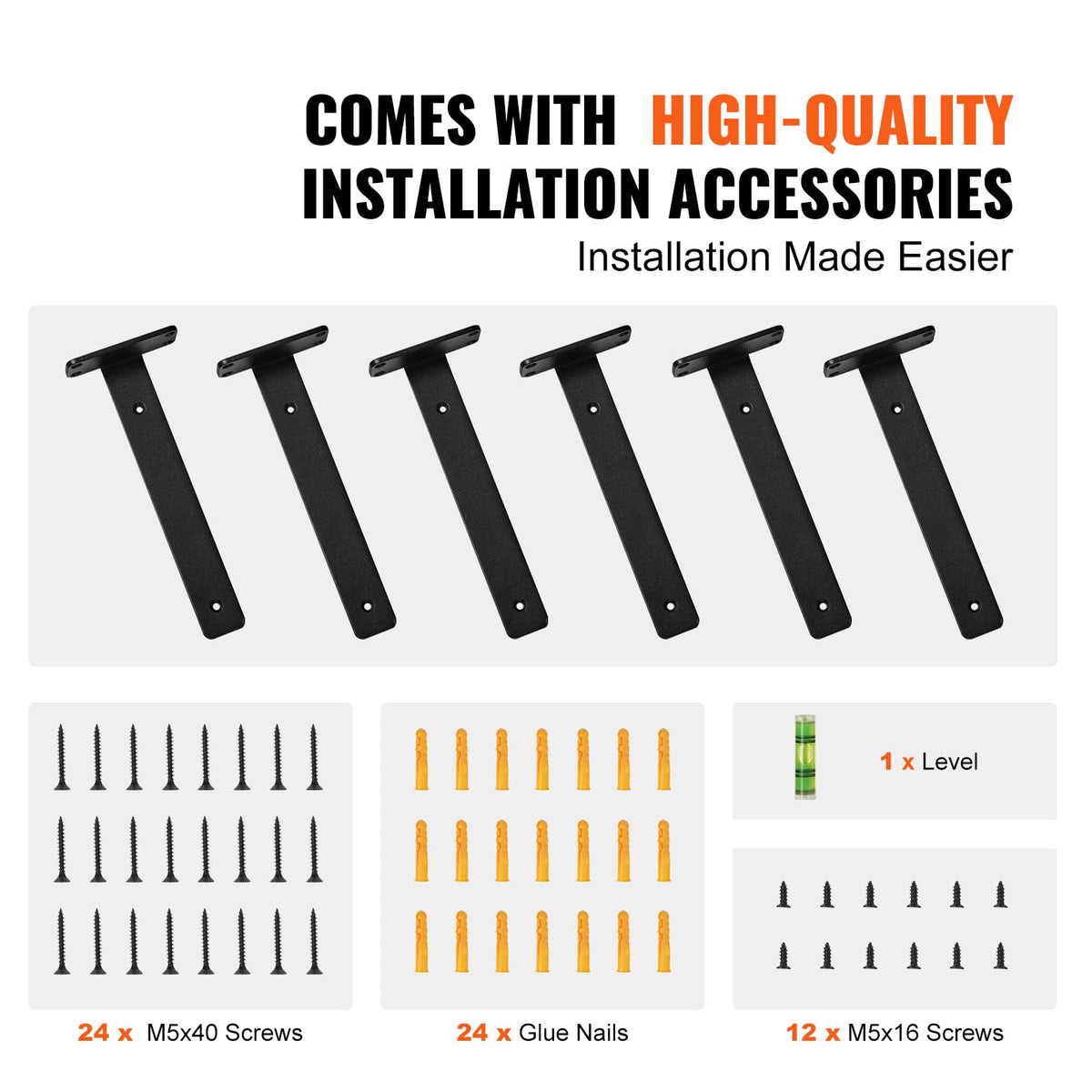 VEVOR Floating Shelf Brackets 10 Inch, 6 Pack Heavy Duty Shelf Brackets, Brackets for Shelves, 1/5"