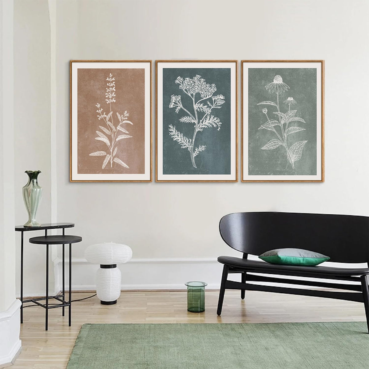 SIGNINART Neutral Botanical Framed Canvas Wall Art Set, Vintage Floral Wall Decor, Boho Minimalist