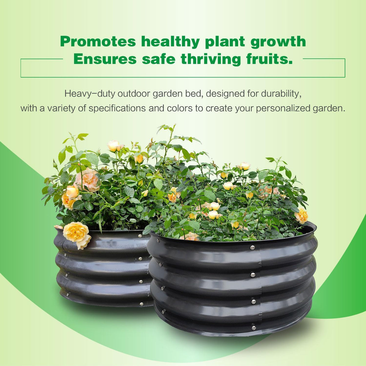 GARDMAX 2 Pack 2x2x1FT Galvanized Round Raised Garden Bed Kit, Metal Planter Boxes Outdoor with