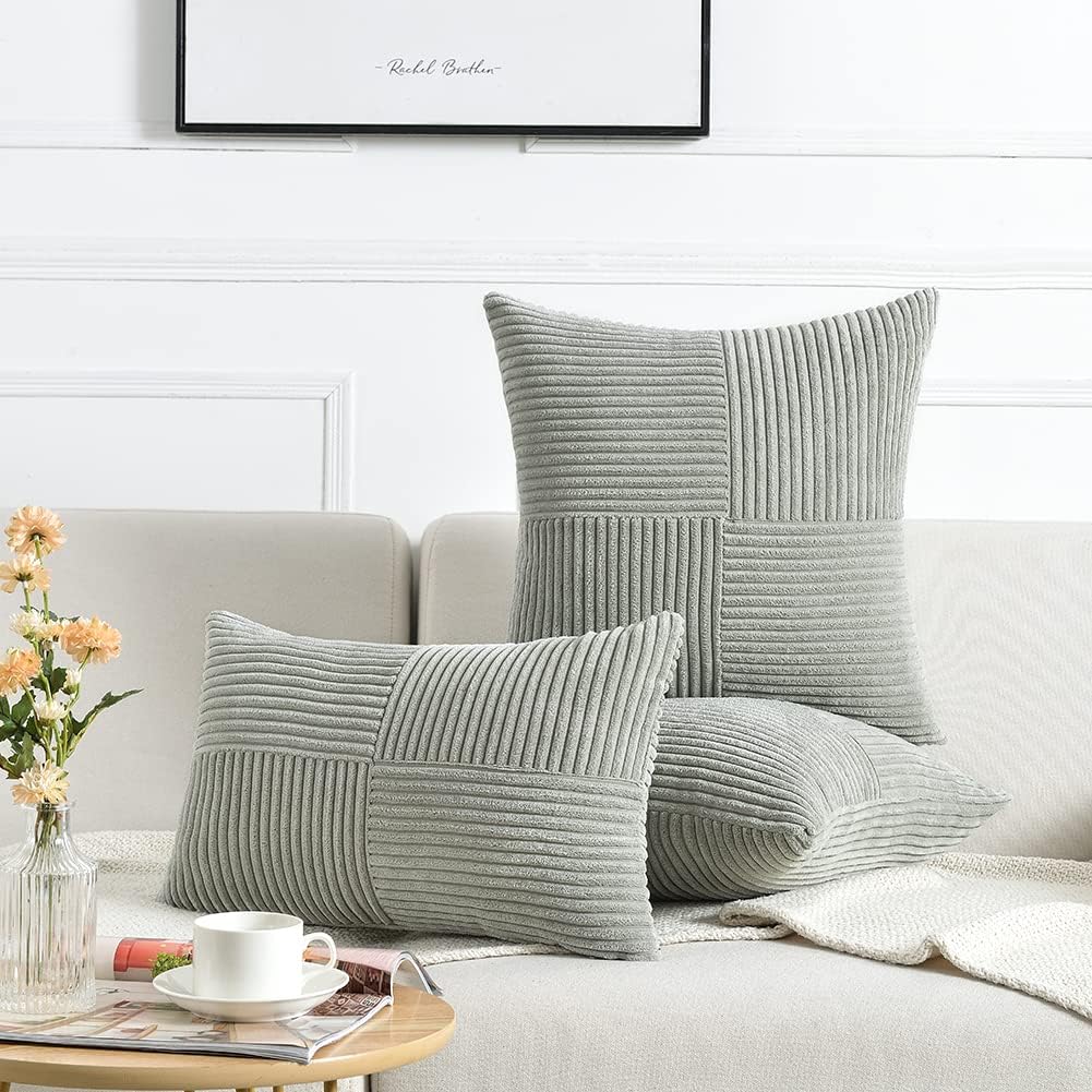 Fancy Homi 2 Packs Grey Decorative Throw Pillow Covers 18x18 Inch for Living Room Couch Bed Sofa