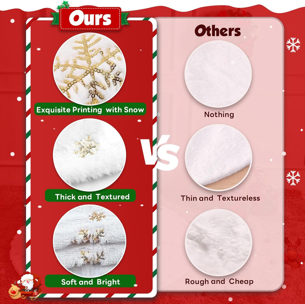 Christmas Tree Skirt 36 Inch, Holiday Part Decorations for Christmas Tree, Whit Plush Gold Sequin