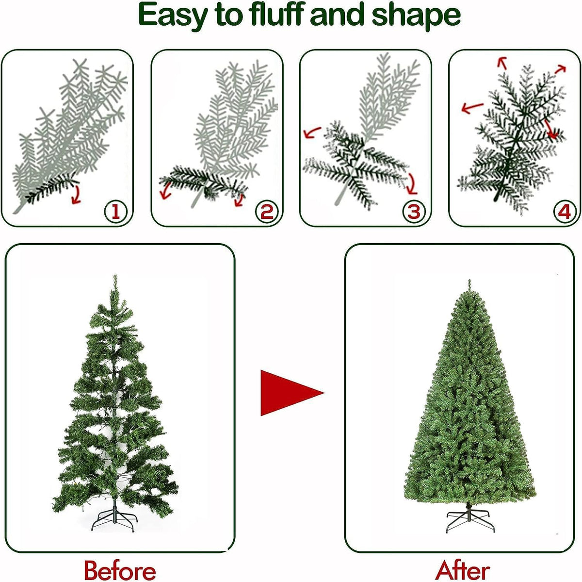 Hykolity 7.5 ft Prelit Christmas Tree, Artificial Christmas Tree with 450 Warm White Lights, 1450