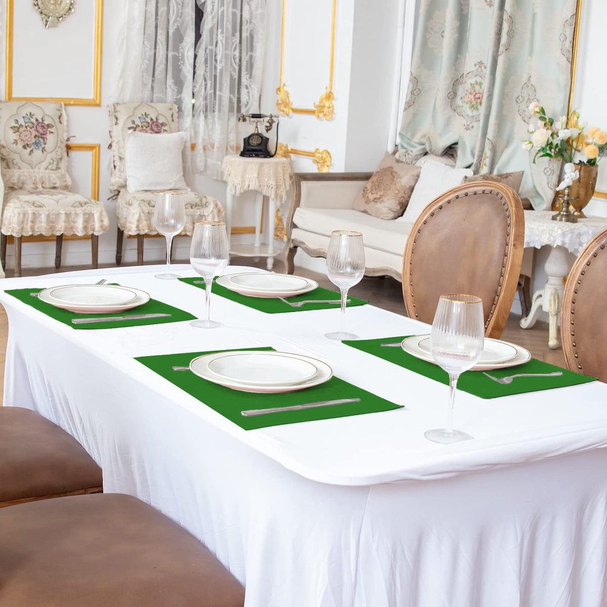 Cloth Placemats Set of 8, Linen Type Fabric Placemats Machine Washable Heat Resistant Placemats