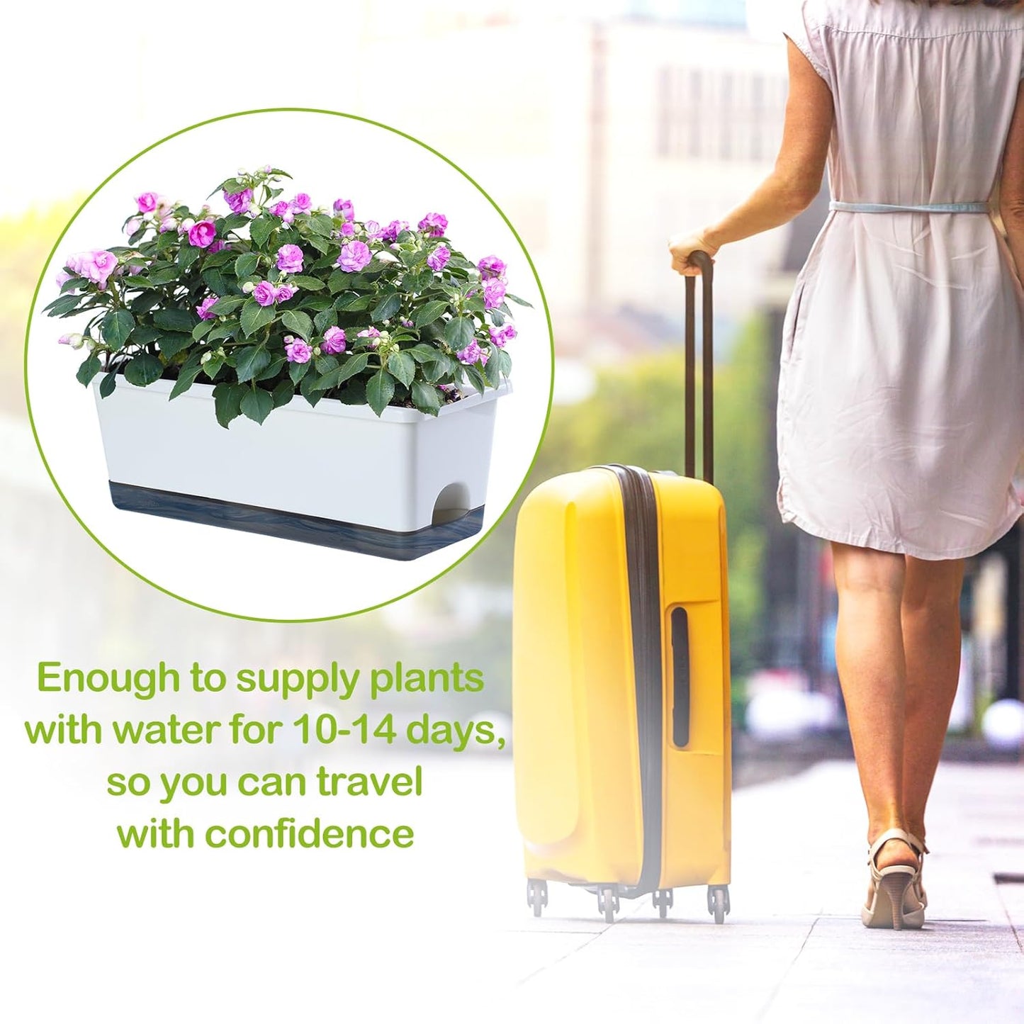Window Box Planter 8 Pcs, 17 Inches Rectangle Flower Pots with Drainage Holes and Trays, Vegetable