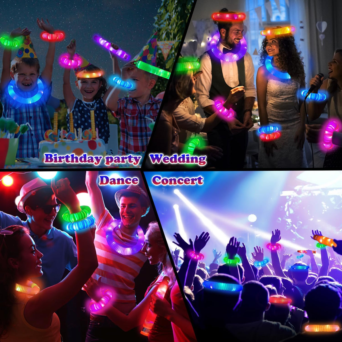 Glow Sticks Bulk Party Favor Supplies for Kids 48 PCS,Glow in Dark Bracelet Necklace Accessories