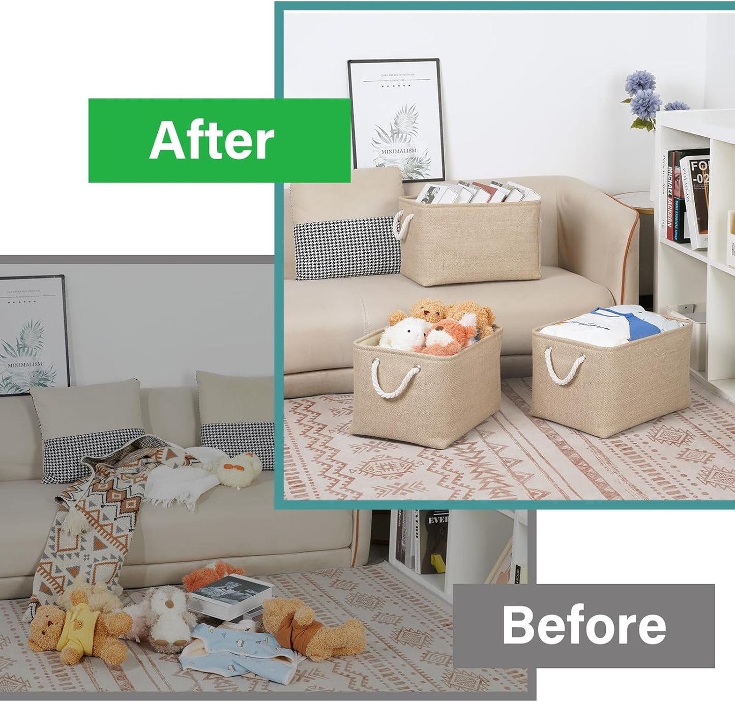 Bidtakay Large Storage Baskets for Shelves 3 Pack Fabric Storage Bins for Organizing Linen