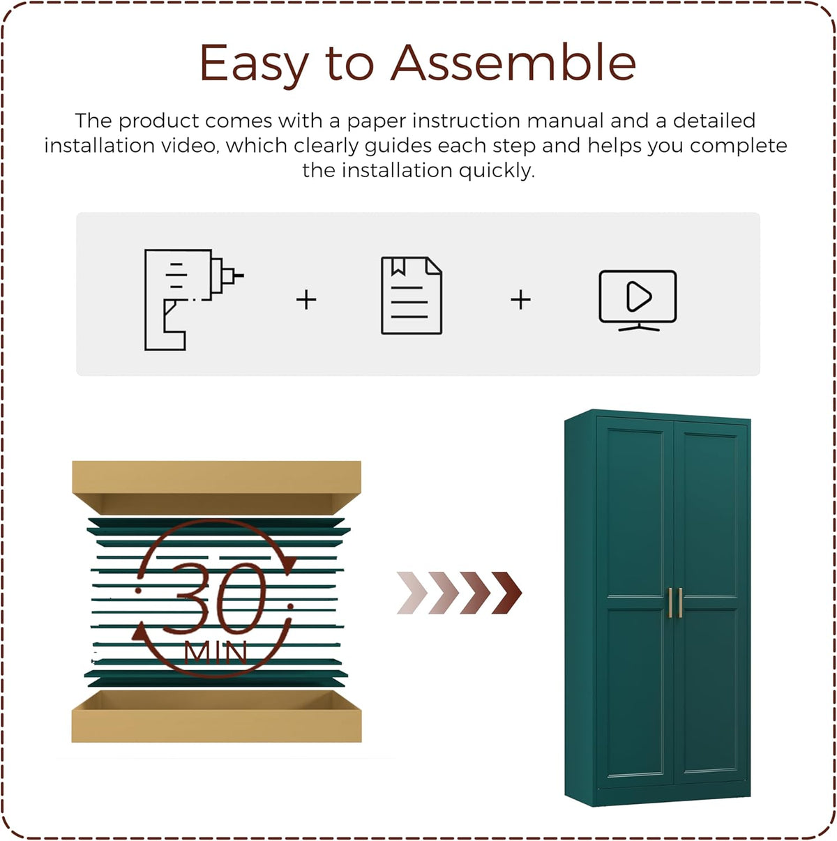 71" Metal Pantry Cabinet, Tall Kitchen Pantry Storage Cabinet with 4 Adjustable Shelves and Gold